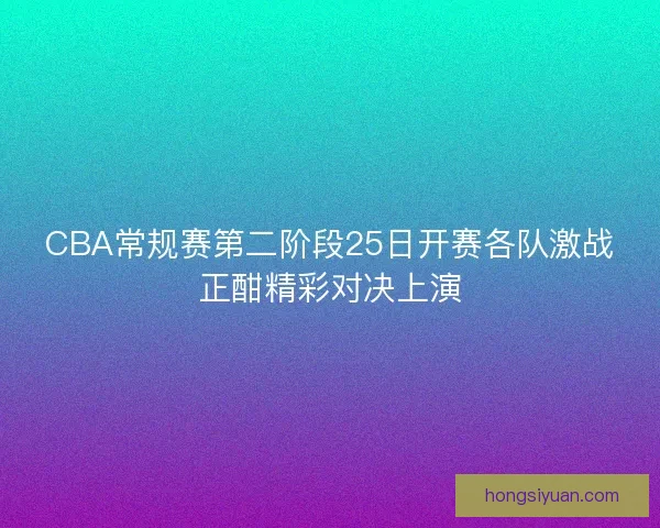 CBA常规赛第二阶段25日开赛各队激战正酣精彩对决上演